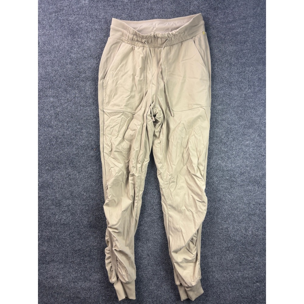 Lululemon Beyond the Studio Joggers Womens 4 Tan Beige Ruched High‎ Rise Pants